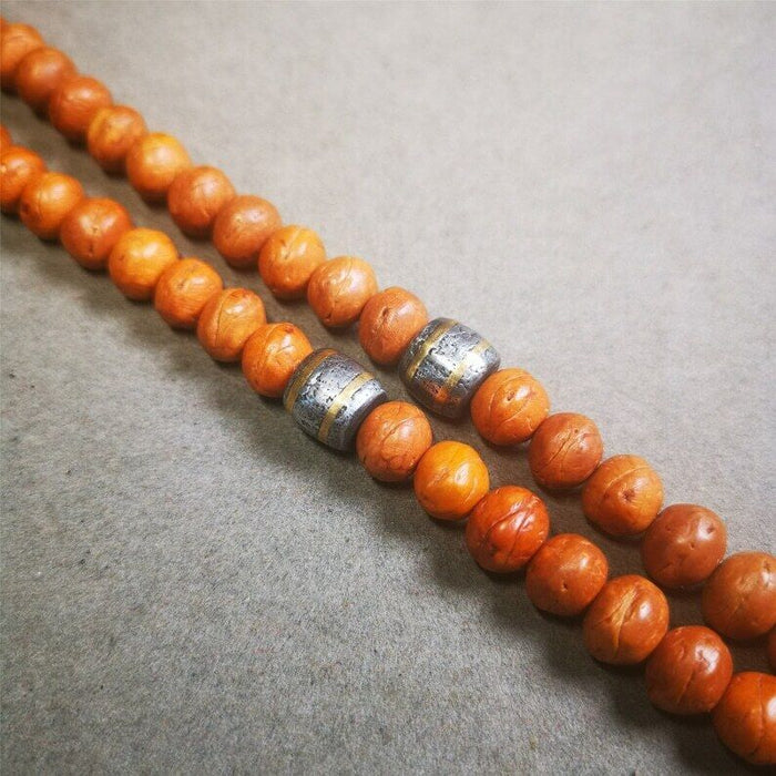 Mala Spacer Bead, Marker Beads 0.35" - Tibetan Buddhist mala beads, front view