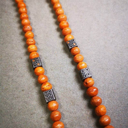 Mala Spacer Bead,Cold Iron Dice Marker Beads for Prayer Beads Necklace - Tibetan Buddhist mala beads, close-up detail