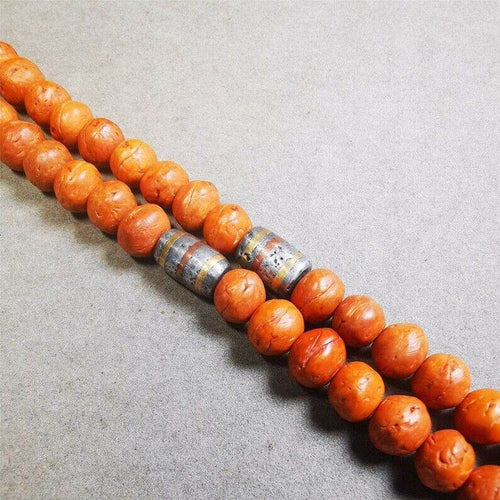 Mala Spacer Bead,Cold Iron Stripe Marker Beads for Prayer Beads Necklace - Tibetan Buddhist mala beads, front view