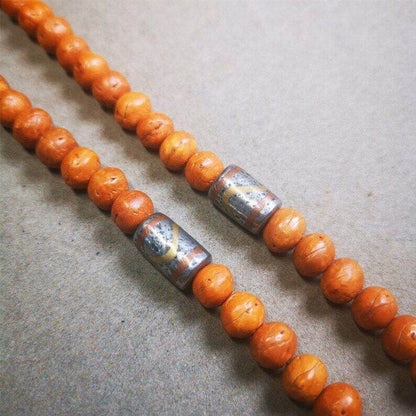 Mala Spacer Bead,Cold Iron Stripe Marker Beads for Prayer Beads Necklace - Tibetan Buddhist mala beads, front view
