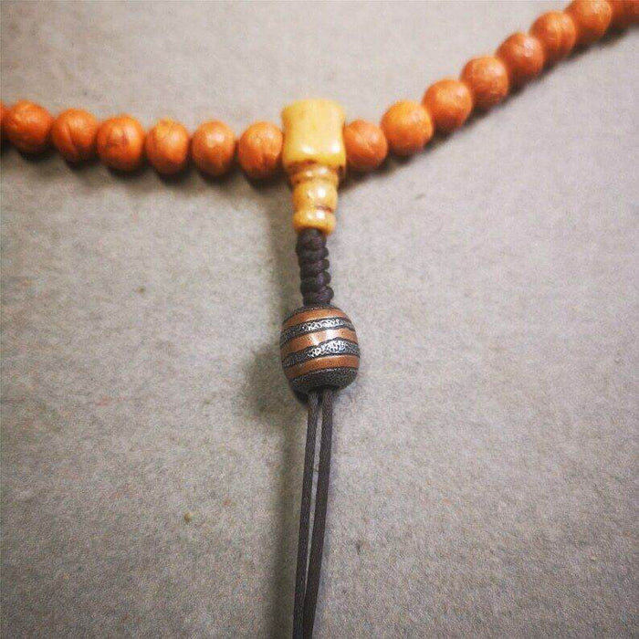 Mala Spacer Bead,Cold Iron Stripe Marker Beads for Prayer Beads Necklace - Tibetan Buddhist mala beads, front view