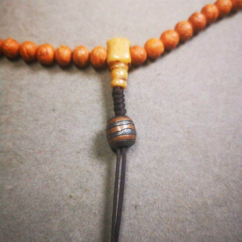 Mala Spacer Bead,Cold Iron Stripe Marker Beads for Prayer Beads Necklace - Tibetan Buddhist mala beads, front view