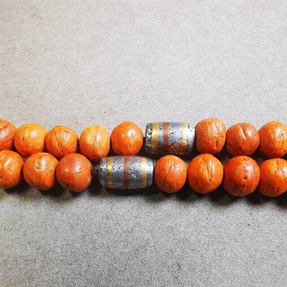 Mala Spacer Bead,Cold Iron Stripe Marker Beads for Prayer Beads Necklace - Tibetan Buddhist mala beads, detailed view