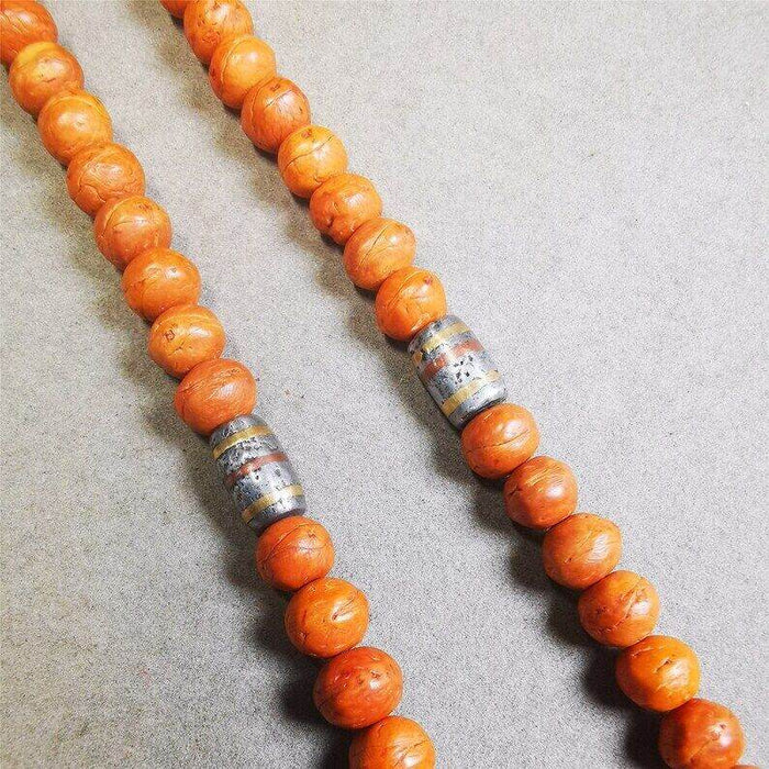 Mala Spacer Bead,Cold Iron Stripe Marker Beads for Prayer Beads Necklace - Tibetan Buddhist mala beads, close-up detail