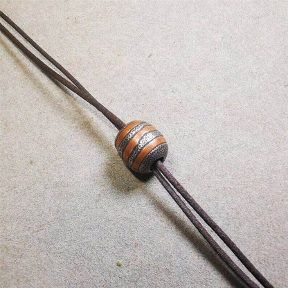 Mala Spacer Bead,Cold Iron Stripe Marker Beads for Prayer Beads Necklace - Tibetan Buddhist mala beads, close-up detail