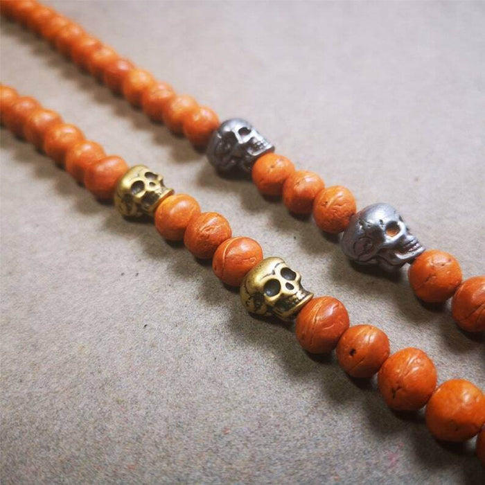Mala Spacer Beads,Citipati Skull Marker Beads for Prayer Bead Necklace - Tibetan Buddhist mala beads, front view