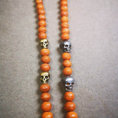 Mala Spacer Beads,Citipati Skull Marker Beads for Prayer Bead Necklace - Tibetan Buddhist mala beads, detailed view