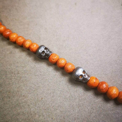 Mala Spacer Beads,Citipati Skull Marker Beads for Prayer Bead Necklace - Tibetan Buddhist mala beads, close-up detail