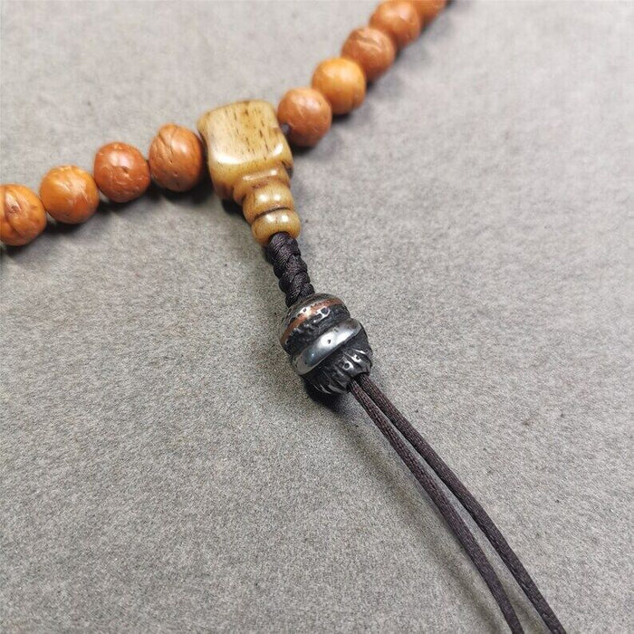 Mala Spacer Bead,Skull Citipati Marker Bead 0.43" - Tibetan Buddhist mala beads, detailed view
