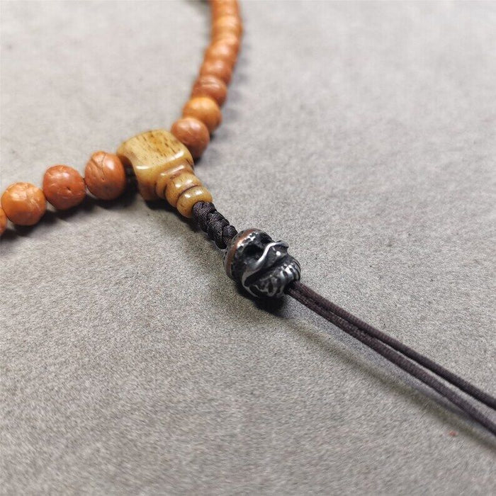Mala Spacer Bead,Skull Citipati Marker Bead 0.43" - Tibetan Buddhist mala beads, view 4