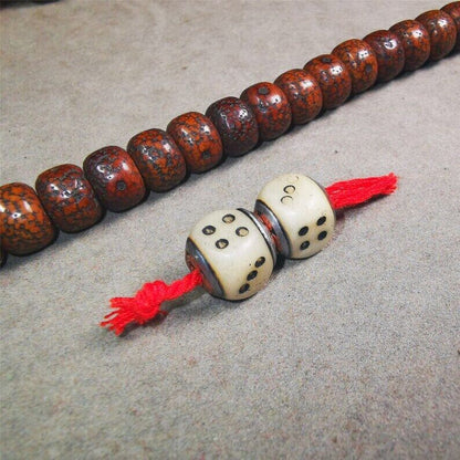 Mala Spacer Bead,Yak Bone Dice Marker Beads 0.43" - Tibetan Buddhist mala beads, view 4