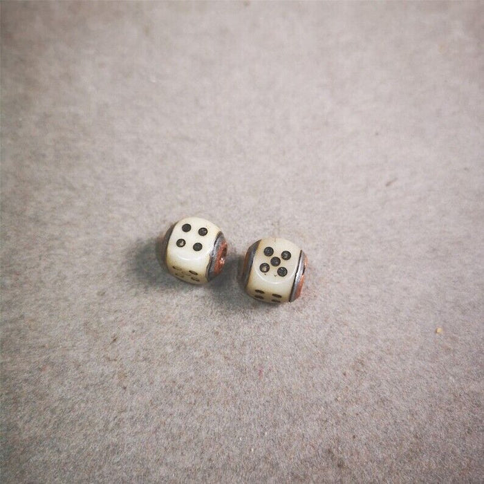 Mala Spacer Bead,Yak Bone Dice Marker Beads 0.43" - Tibetan Buddhist mala beads, view 7