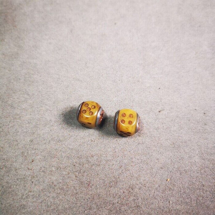 Mala Spacer Bead,Yak Bone Dice Marker Beads 0.43" - Tibetan Buddhist mala beads, view 8