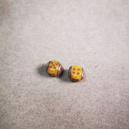 Mala Spacer Bead,Yak Bone Dice Marker Beads 0.43" - Tibetan Buddhist mala beads, view 8