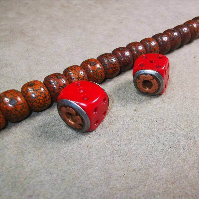 Mala Spacer Bead,Yak Bone Dice Marker Beads for Prayer Beads Necklace - Tibetan Buddhist mala beads, view 4