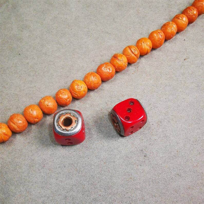 Mala Spacer Bead,Yak Bone Dice Marker Beads for Prayer Beads Necklace - Tibetan Buddhist mala beads, view 7