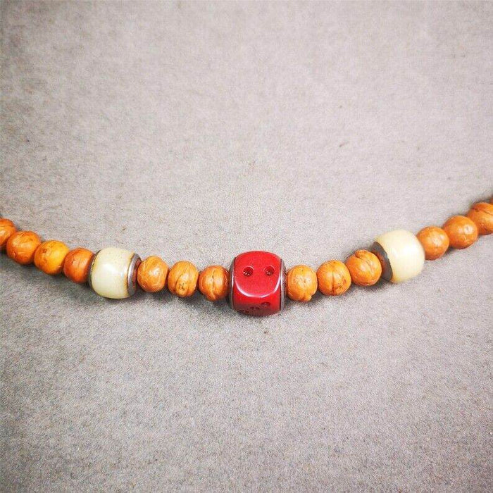 Mala Spacer Bead,Yak Bone Dice Marker Beads - Tibetan Buddhist mala beads, detailed view