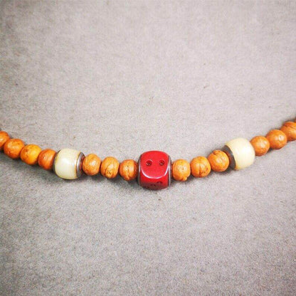 Mala Spacer Bead,Yak Bone Dice Marker Beads - Tibetan Buddhist mala beads, detailed view