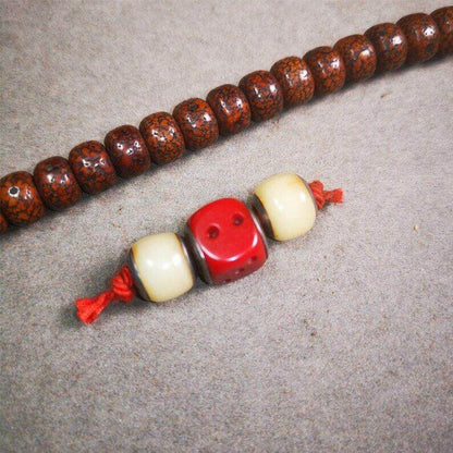 Mala Spacer Bead,Yak Bone Dice Marker Beads - Tibetan Buddhist mala beads, view 6