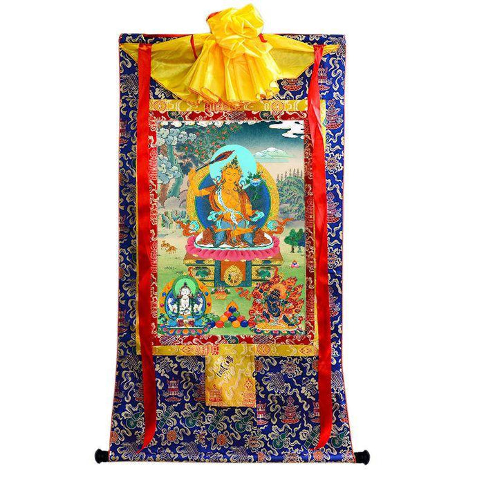 Manjushri Chenrezig Vajrapani - Tibetan thangka painting, view 4