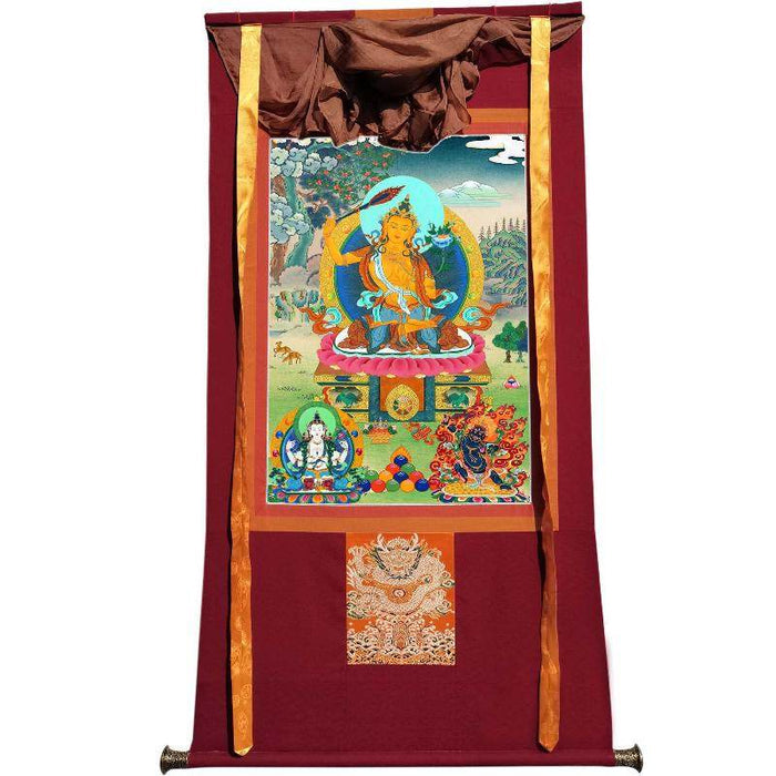 Manjushri Chenrezig Vajrapani - Tibetan thangka painting, view 7