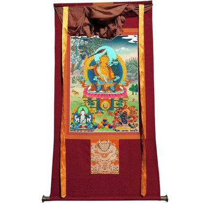 Manjushri Chenrezig Vajrapani - Tibetan thangka painting, view 7
