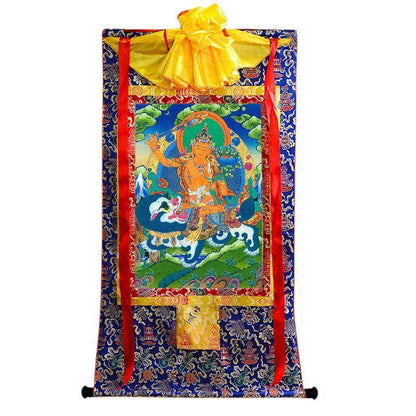 Manjushri on a Lion - Tibetan thangka painting, view 4