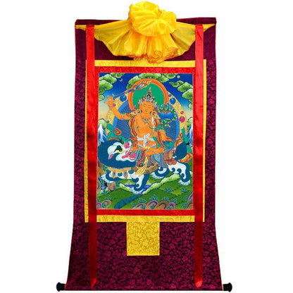 Manjushri on a Lion - Tibetan thangka painting, view 5