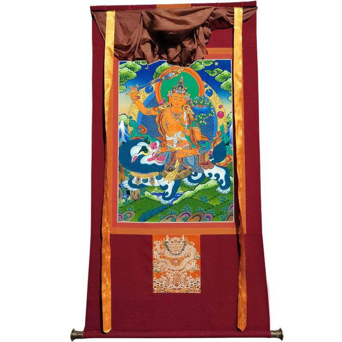 Manjushri on a Lion - Tibetan thangka painting, view 7