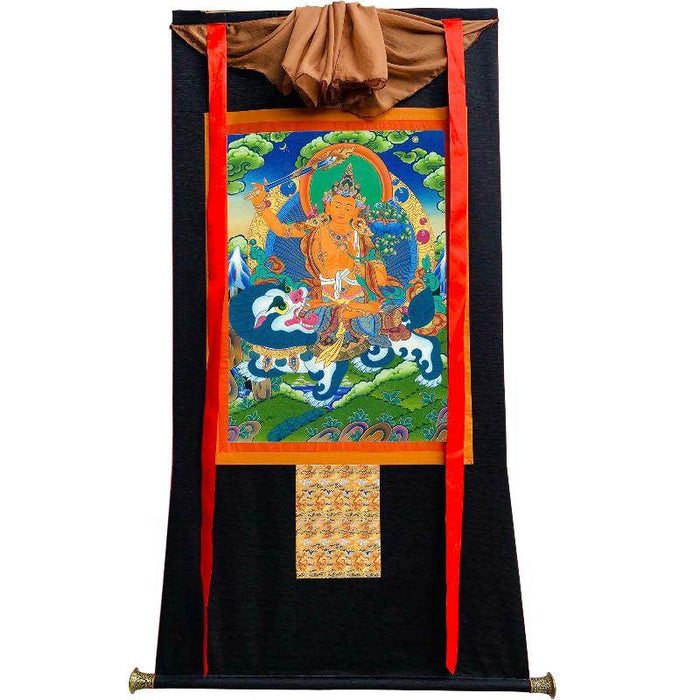 Manjushri on a Lion - Tibetan thangka painting, view 8