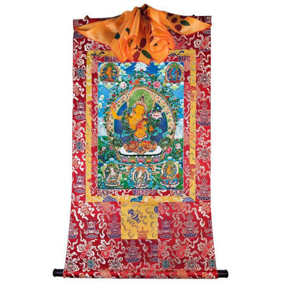 Manjushri - Tibetan thangka painting, detailed view