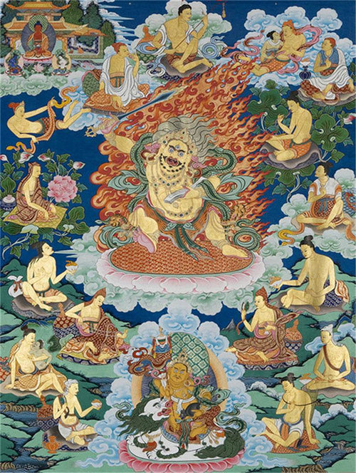 Manjusri Image - Tibetan thangka painting, front view