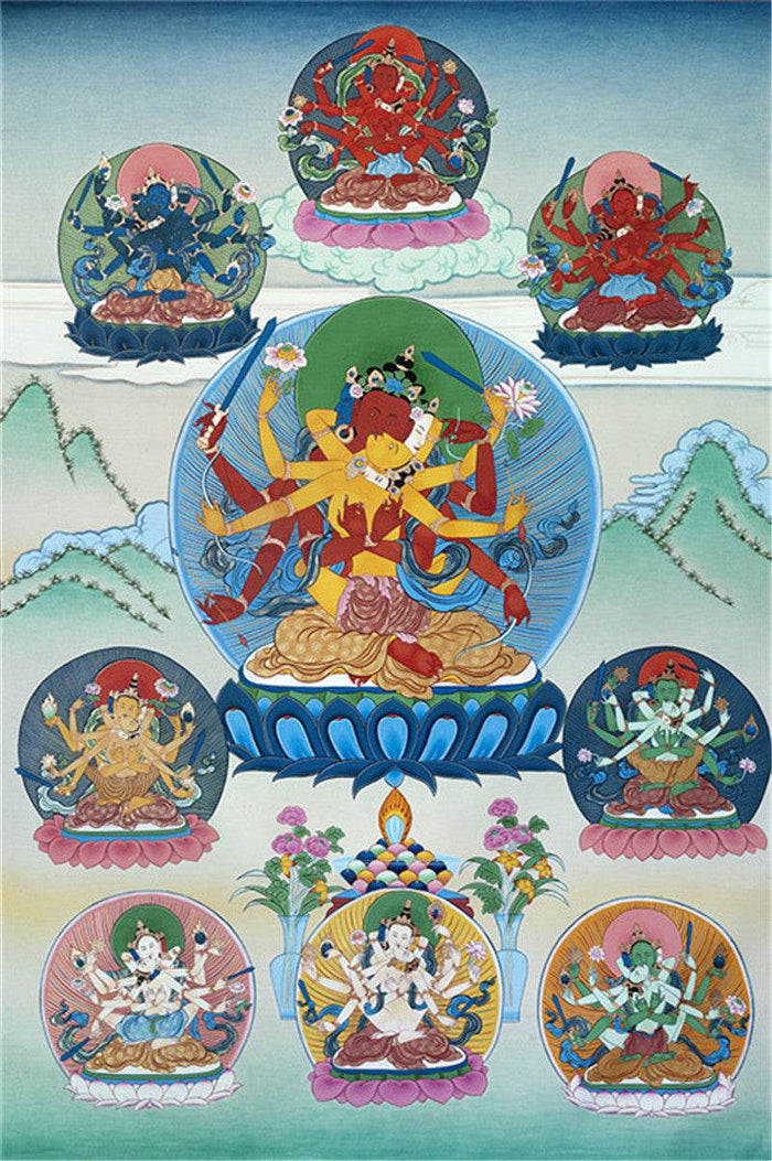 Manjusri Image - Tibetan thangka painting, front view