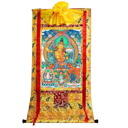 Manjusri Thangka - Tibetan thangka painting, close-up detail