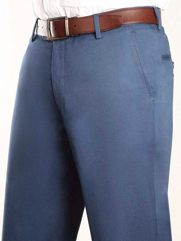 Mantova Navy Tailored Fit Cotton Trousers