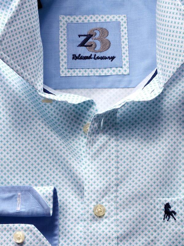 Murray White Printed Full sleeve single cuff   Cotton Shirt