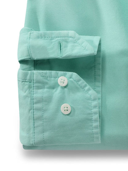 Murren Oxford Garment Dyed Sea Green Solid Full Sleeve Tailored Fit Casual Cotton Shirt