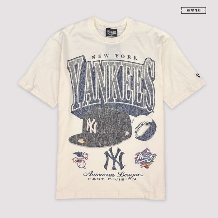 NEW YORK YANKEES 1998 WORLD SERIES AMERICAN LEAGUE EAST DIVISION CREAM NEW ERA T-SHIRT