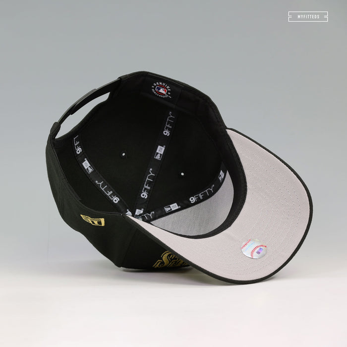 NEW YORK YANKEES THE LAUREL JET BLACK GOLDEN METALLIC 9FIFTY A-FRAME NEW ERA SNAPBACK HAT