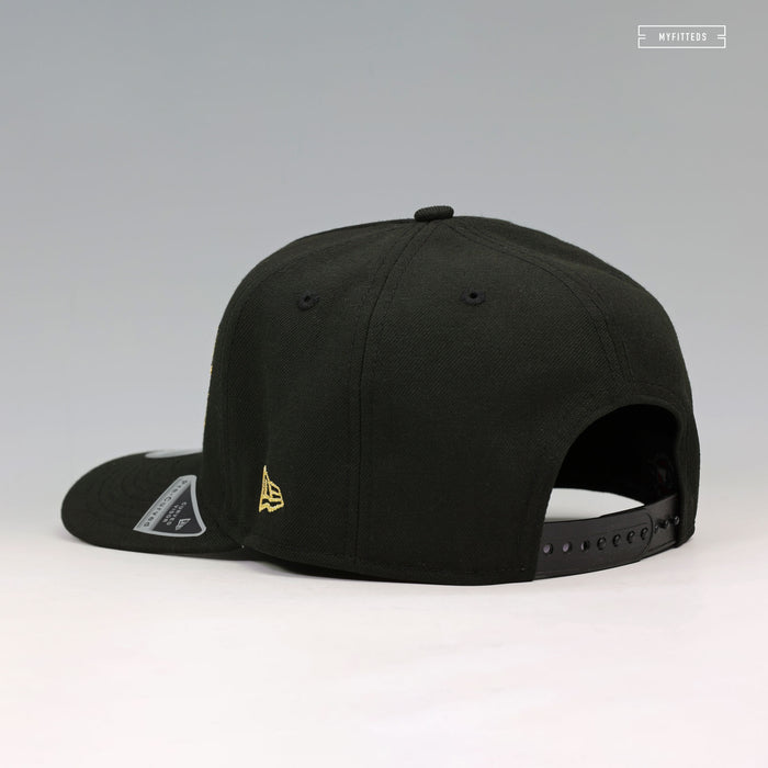 NEW YORK YANKEES THE LAUREL JET BLACK GOLDEN METALLIC 9FIFTY A-FRAME NEW ERA SNAPBACK HAT