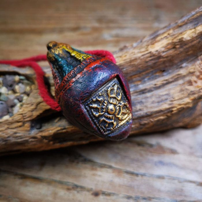 Niang La Tsa Tsa Statue Amulet,Stupa Pendant,2.52" - Tibetan Buddhist amulet, front view