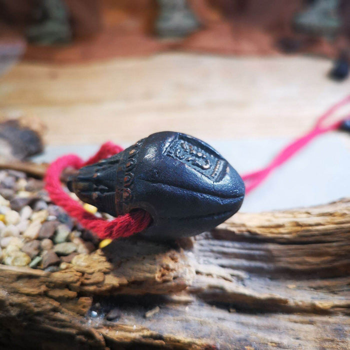 Niang La Tsa Tsa Statue,Stupa Amulet,Pagoda,Scorpion Stamp - Tibetan Buddhist amulet, front view