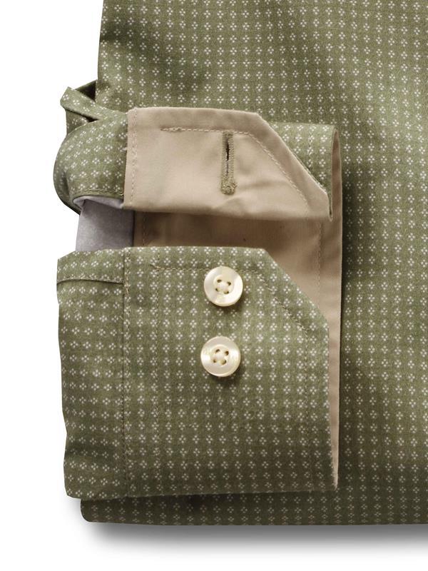 Novak Olive Printed Full sleeve single cuff   Cotton Shirt