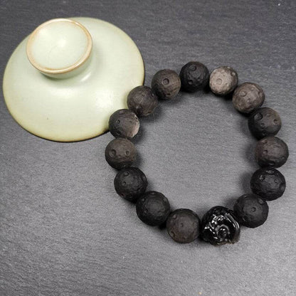 Obsidian Wrist Mala, Prayer Beads Bracelet - Tibetan Buddhist mala beads, view 5