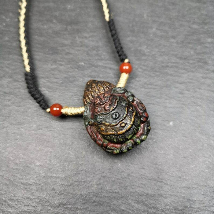Old Tibetan Tsa Tsa Amulet, Scorpion Guru of Padmasambhava,Scorpion Terma Amulet - Tibetan tsa tsa mold, front view