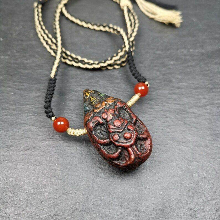 Old Tibetan Tsa Tsa Amulet, Scorpion Guru of Padmasambhava,Scorpion Terma Amulet - Tibetan tsa tsa mold, front view