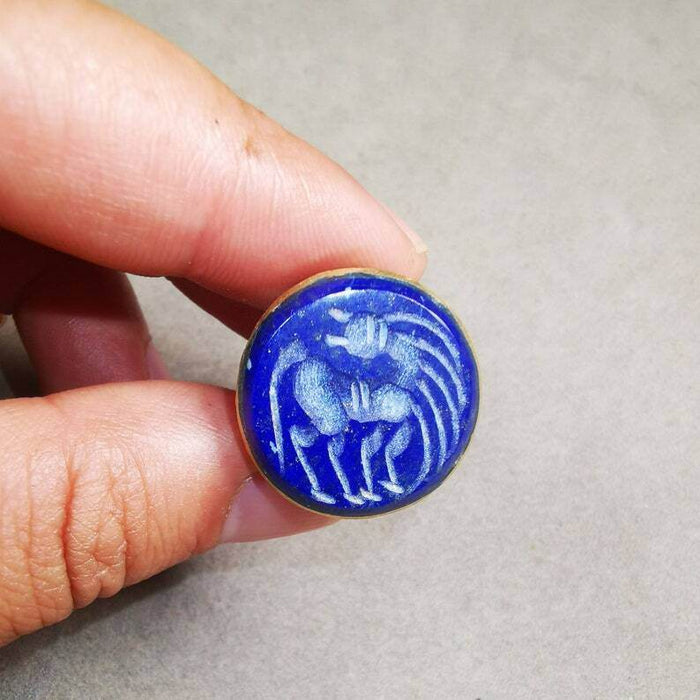 Old West Asian Ring,Made of Lapis Lazuli + Copper,From Pakistan - Tibetan Buddhist art, view 4