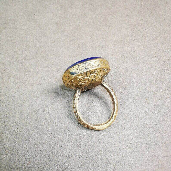 Old West Asian Ring,Made of Lapis Lazuli + Copper,From Pakistan - Tibetan Buddhist art, view 5
