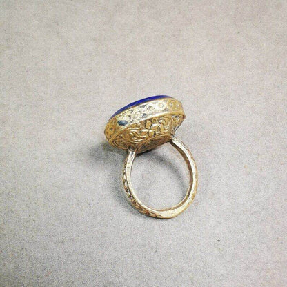 Old West Asian Ring,Made of Lapis Lazuli + Copper,From Pakistan - Tibetan Buddhist art, view 5