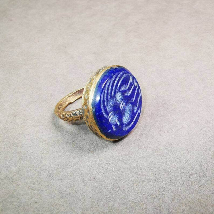 Old West Asian Ring,Made of Lapis Lazuli + Copper,From Pakistan - Tibetan Buddhist art, view 6